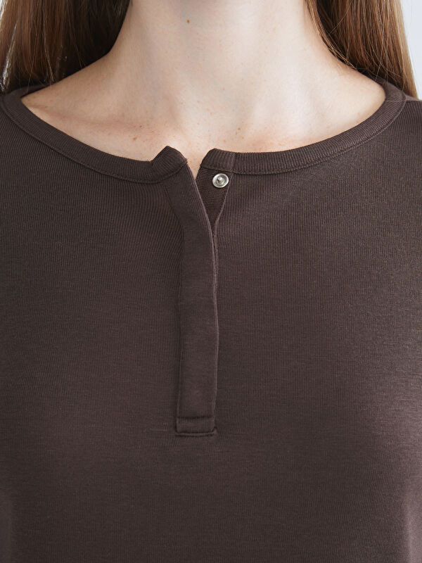 Moudda LC Waikiki - Body en jersey manches longues Femme Brun - Tunisie 3