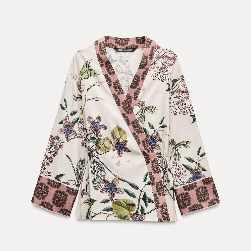 Moudda ZARA - Ensemble kimono imprimé floral grec, ceinturé - Tunisie 2