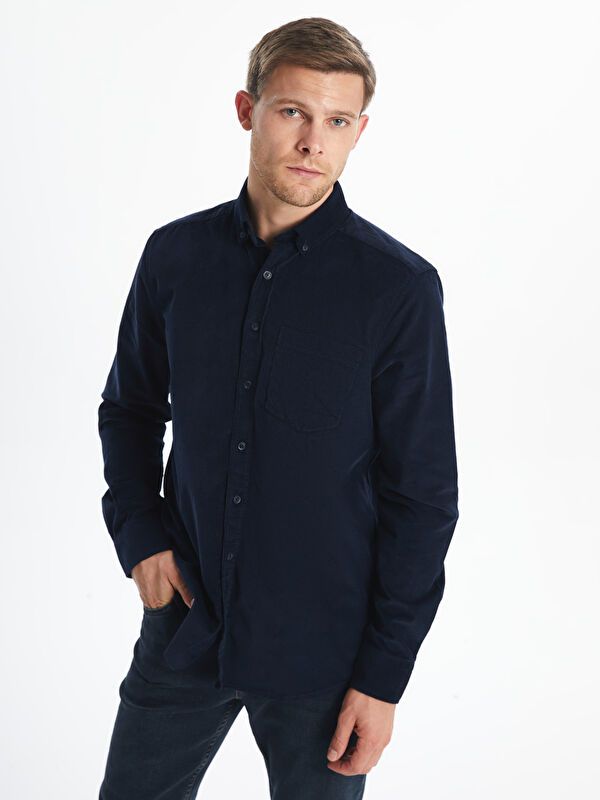 Moudda LC Waikiki - Chemise tissée manches longues Homme Marine - Tunisie 1