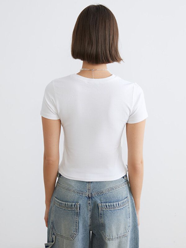 Moudda LC Waikiki - Body imprimé manches courtes en jersey pour Femme couleur Blanc - Tunisie 4