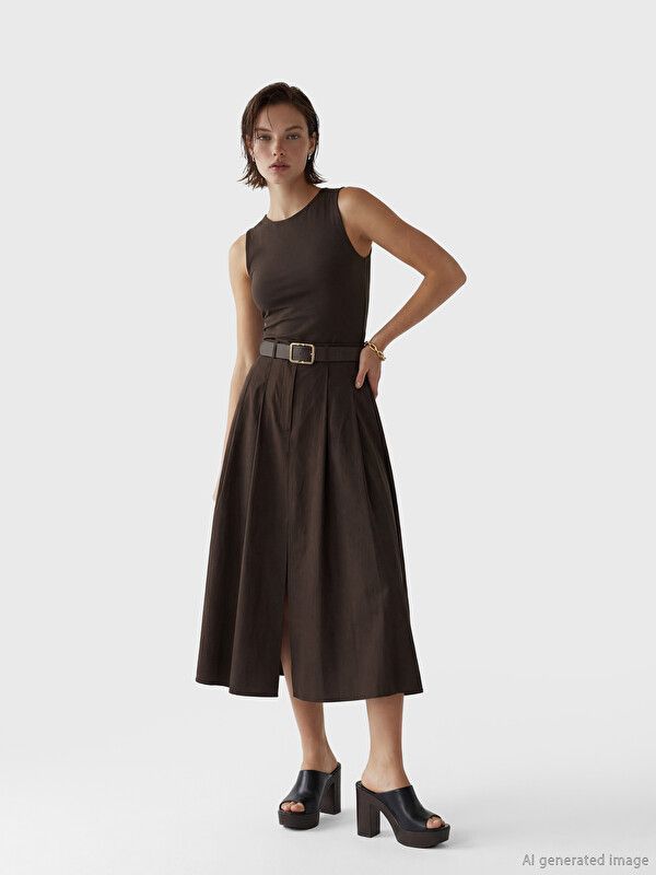 Moudda LC Waikiki - Débardeur basique en jersey pour Femme couleur Marron foncé - Tunisie 2