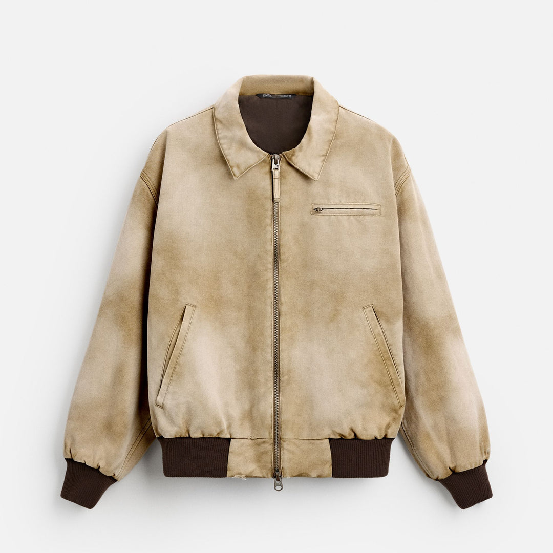 Moudda ZARA - Veste Coton Lavée - Col Chemisier (Vert Pin) - Tunisie 1