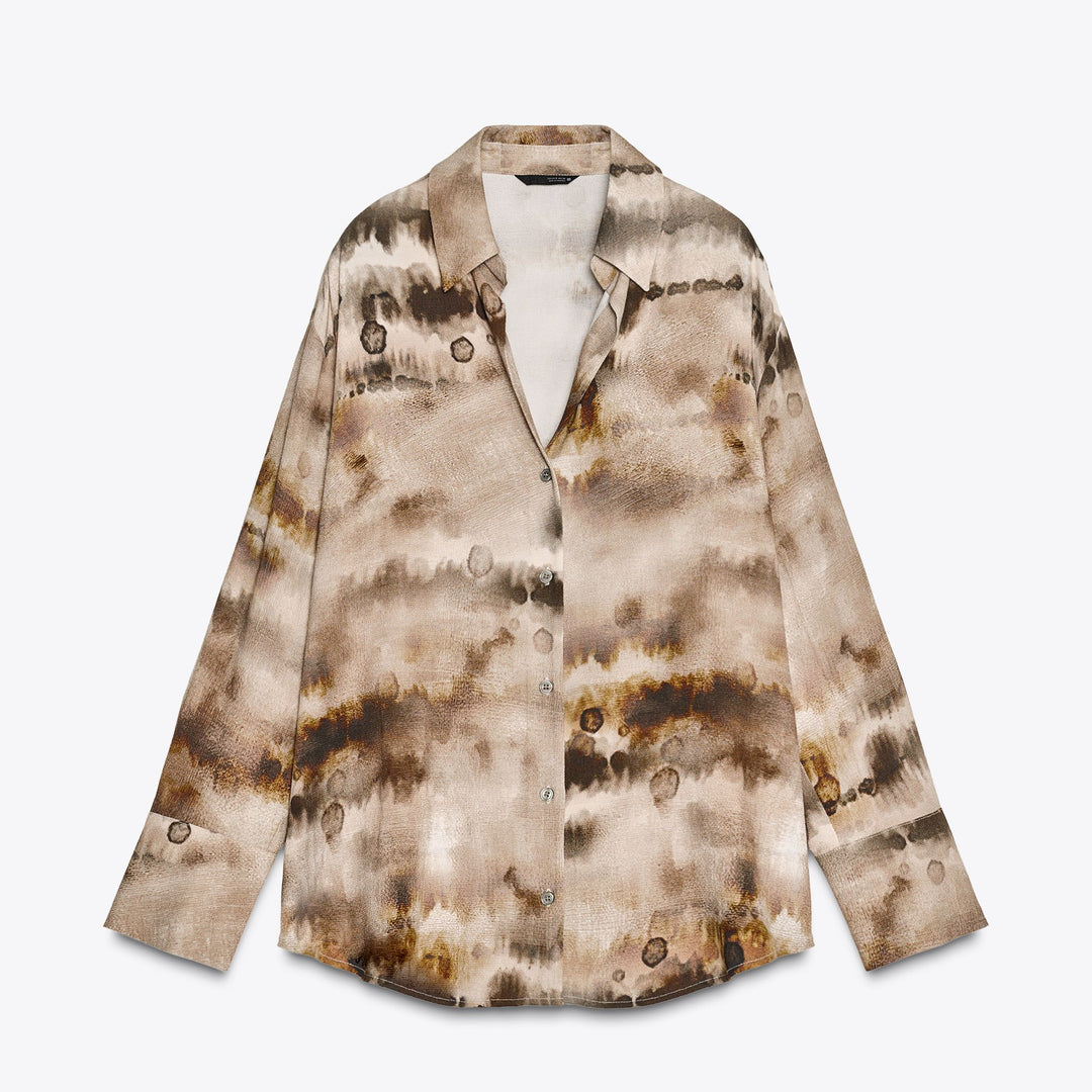 Moudda ZARA - Ensemble Chemise Crêpe - Tie Dye Marron - Tunisie 1