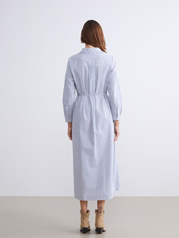 Moudda LC Waikiki - Robe tissée manches longues Femme Rayures bleues - Tunisie 4