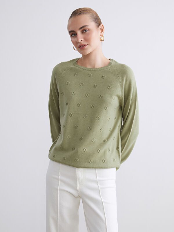 Moudda LC Waikiki - Pull tricot moyen Femme Vert pâle - Tunisie 1