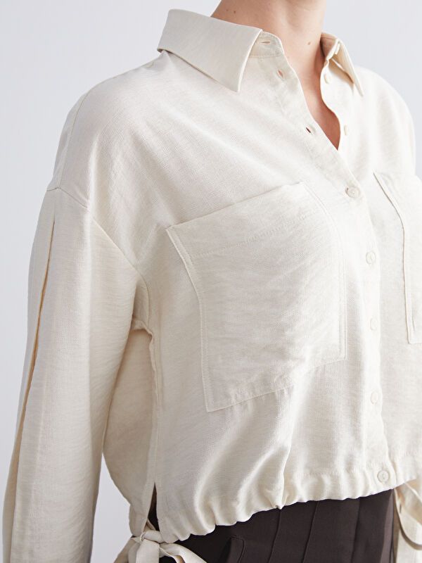 Moudda LC Waikiki - Chemise tissée manches longues Femme Beige clair - Tunisie 3