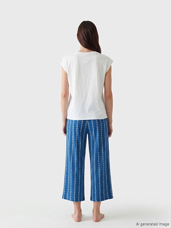 Moudda LC Waikiki - Ensemble capri en jersey pour Femme couleur Bleu marine imprimé - Tunisie 4