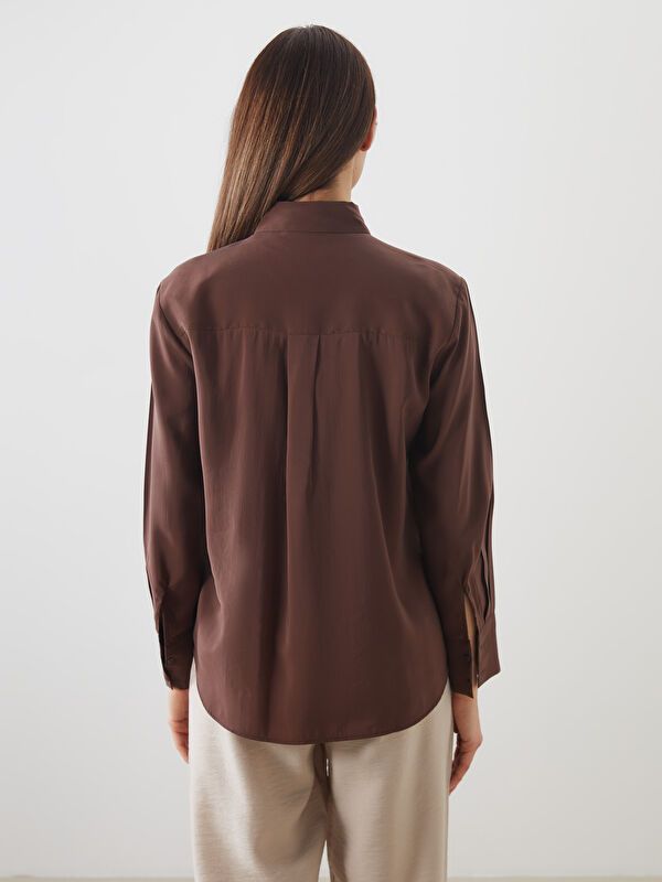 Moudda LC Waikiki - Chemise tissée manches longues Femme Brun - Tunisie 4