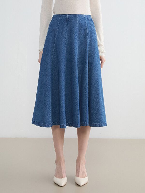 Moudda LC Waikiki - Jupe longue en denim tissé pour Femme couleur Rodeo Bleu indigo moyen - Tunisie 2