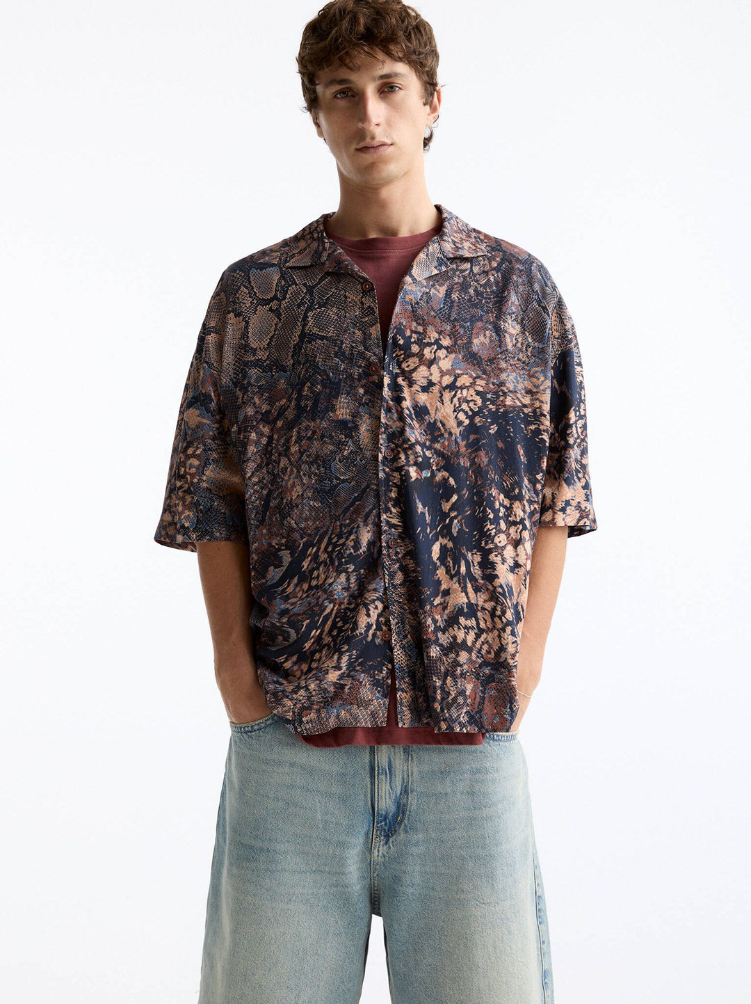 Moudda PULL & BEAR - Chemise Demi-Manches Imprimé Cobra Skin - Tunisie 4