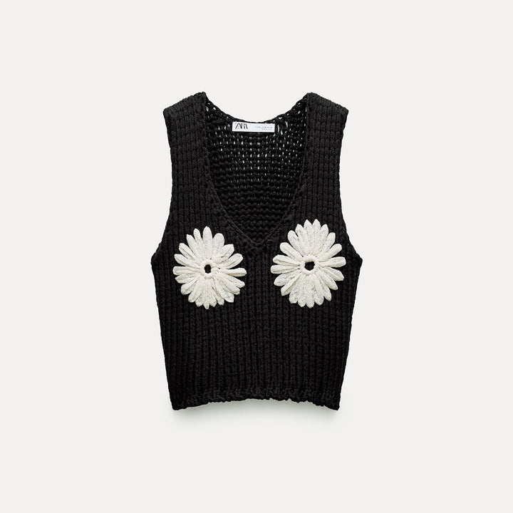 Moudda ZARA - Top fines bretelles crochet fleurs - Tunisie 1