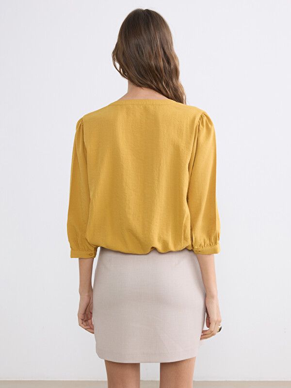 Moudda LC Waikiki - Chemisier (blouse) manches longues en tissu pour Femme couleur Safran - Tunisie 4