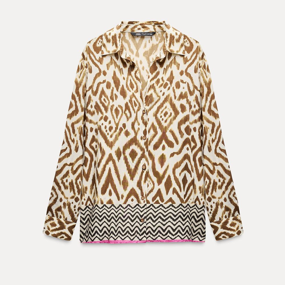 Moudda ZARA - Set chemise manches longues imprimée ikat et motif grec ourlet - Tunisie 2