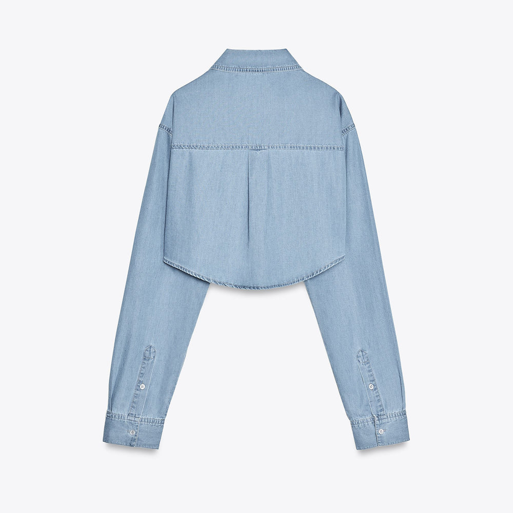 Moudda ZARA - Chemise Denim Cropped - Poches - Tunisie 2
