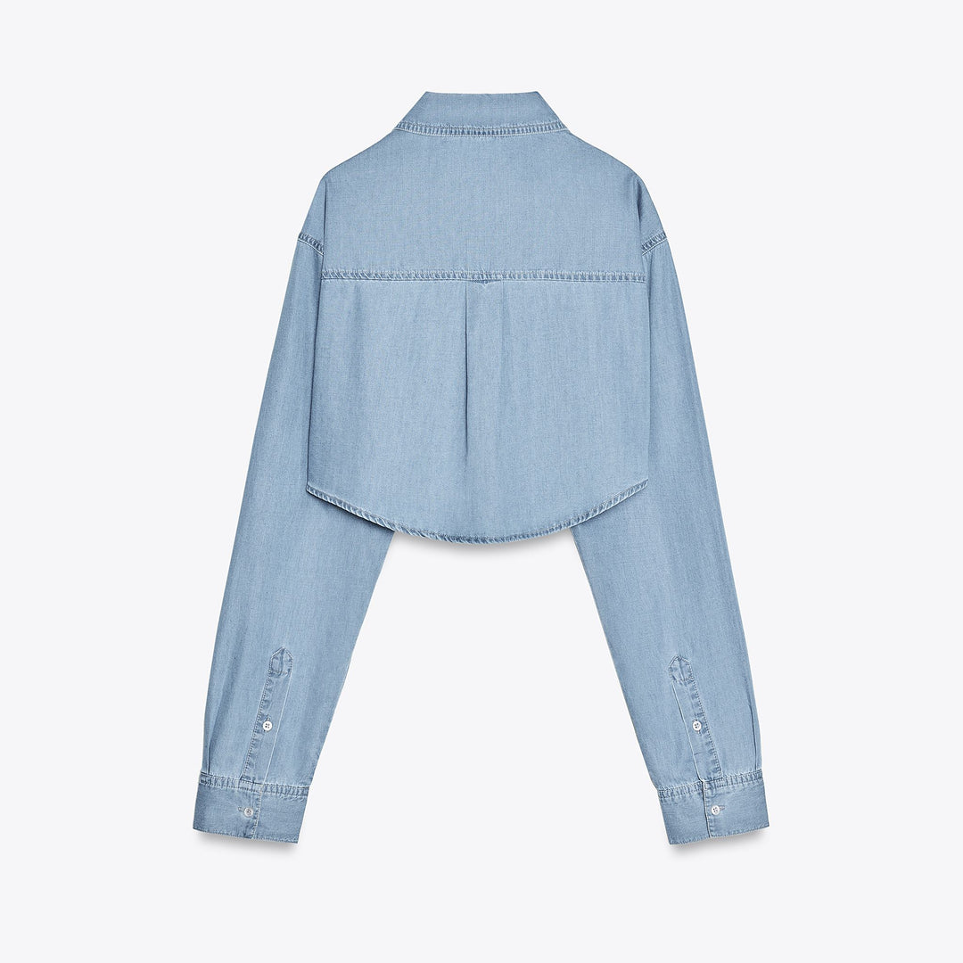 Moudda ZARA - Chemise Denim Cropped - Poches - Tunisie 2