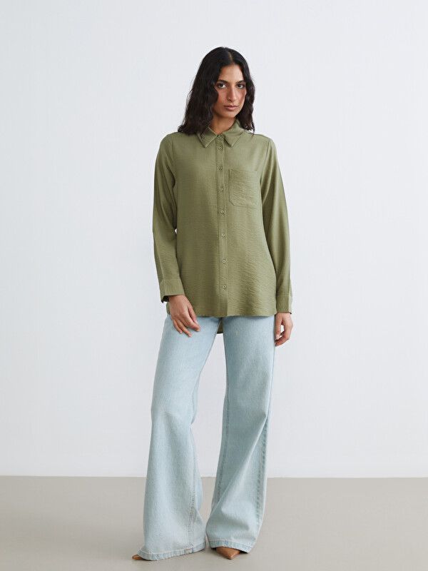 Moudda LC Waikiki - Tunique manches longues en tissu pour Femme couleur Vert kaki - Tunisie 2