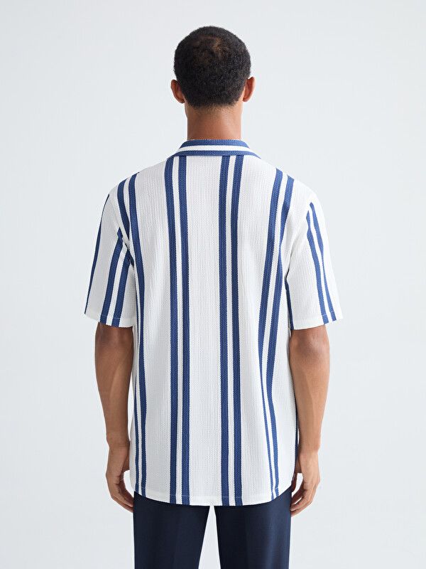 Moudda LC Waikiki - Chemise manches courtes en tissu pour Homme couleur Bleu rayé - Tunisie 4