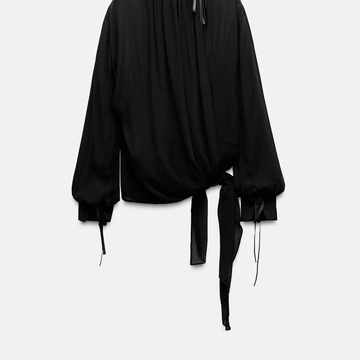 Moudda ZARA - Blouse noir et blanc multiposition combinée velours - Tunisie 7