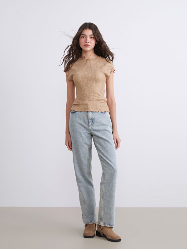 Moudda LC Waikiki - Pantalon tissé en denim Femme Bleu clair - Tunisie 1