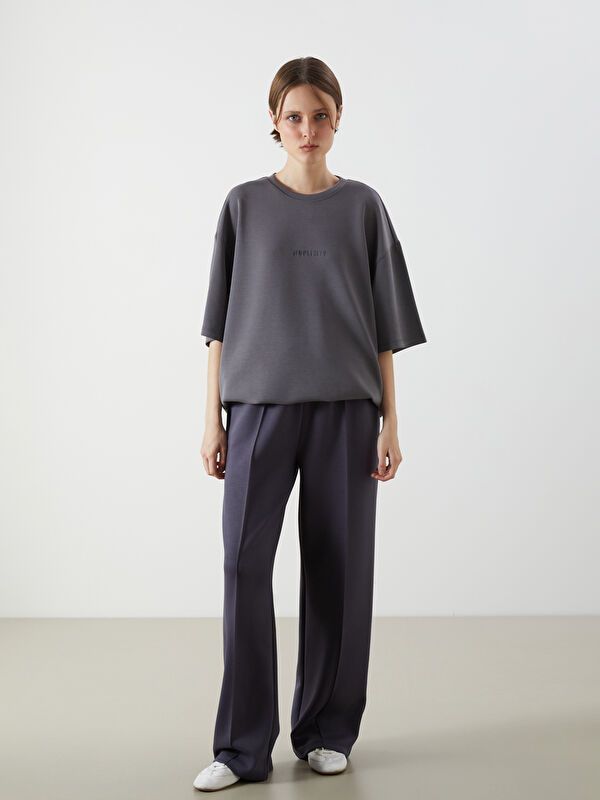 Moudda LC Waikiki - Body imprimé en jersey manches courtes Femme Gris foncé - Tunisie 2