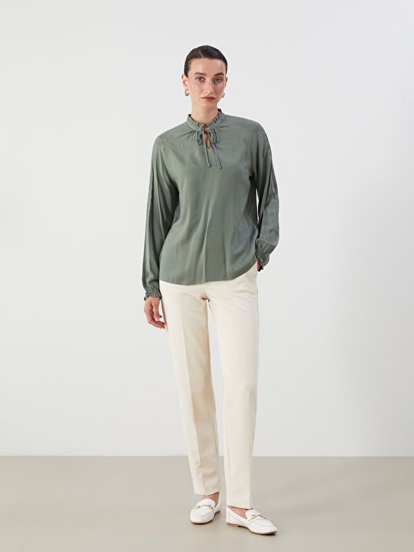 Moudda LC Waikiki - Blouse tissée manches longues Femme Vert menthe - Tunisie 3
