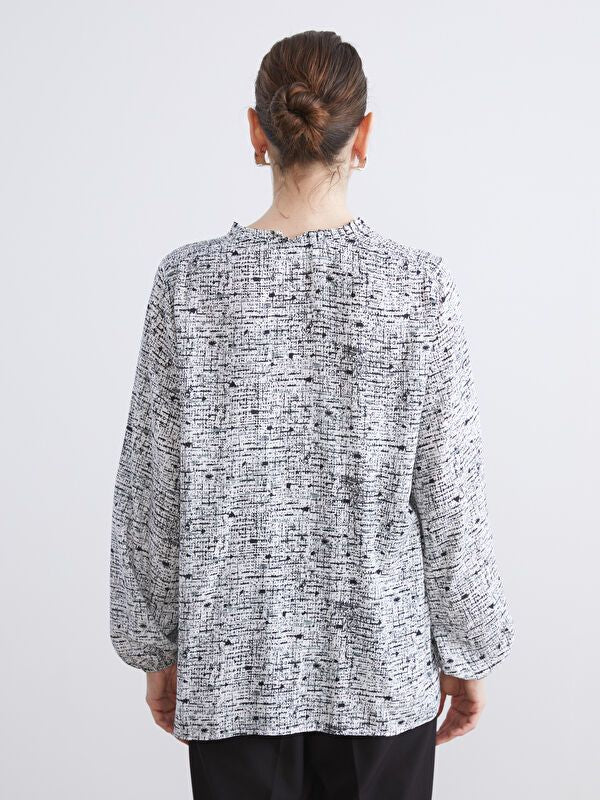 Moudda LC Waikiki - Blouse tissée imprimée manches longues Femme Imprimé en noir - Tunisie 4