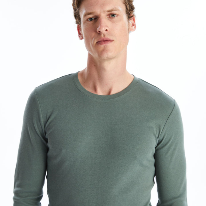 Moudda LC Waikiki - T-shirt jersey manches longues basique Homme Vert terne - Tunisie 2