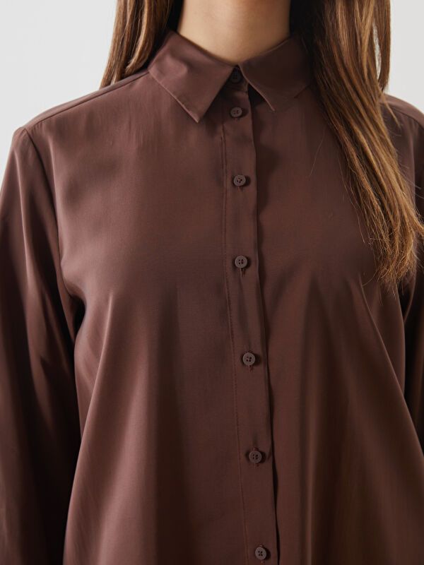 Moudda LC Waikiki - Chemise tissée manches longues Femme Brun - Tunisie 3