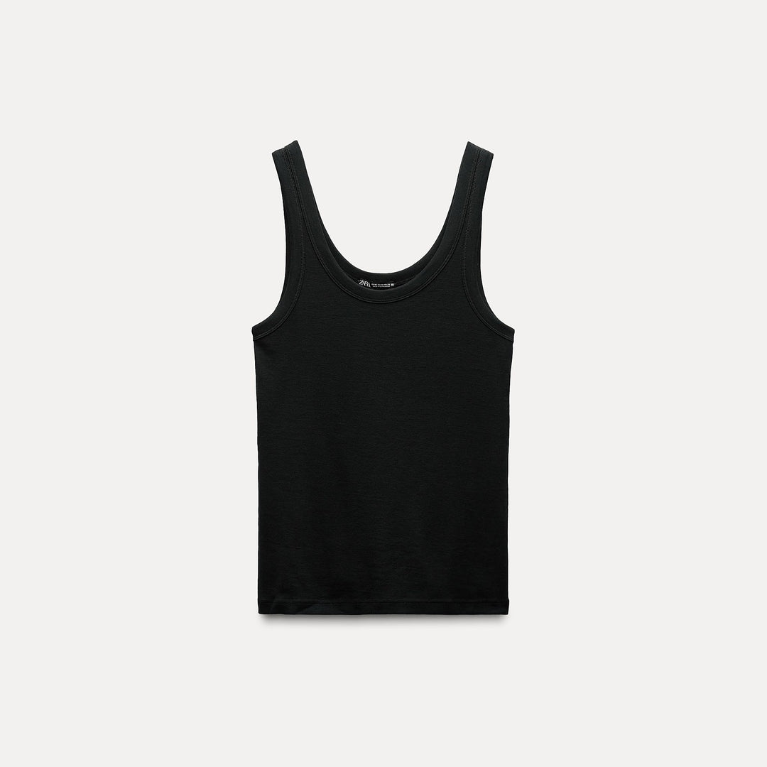 Moudda ZARA - T-shirt en Coton Mercerisé à Bretelles - Tunisie 1