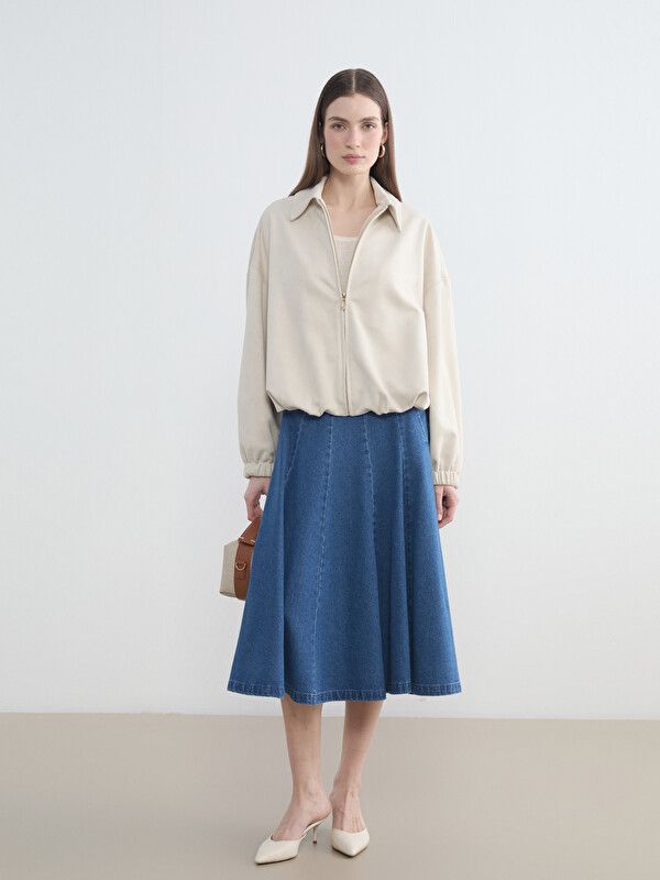 Moudda LC Waikiki - Jupe longue en denim tissé pour Femme couleur Rodeo Bleu indigo moyen - Tunisie 1