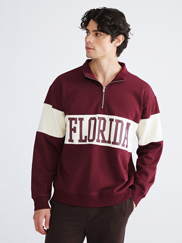 Moudda LC Waikiki - Sweatshirt en jersey couleur Bordeaux pour hommes - Tunisie 1