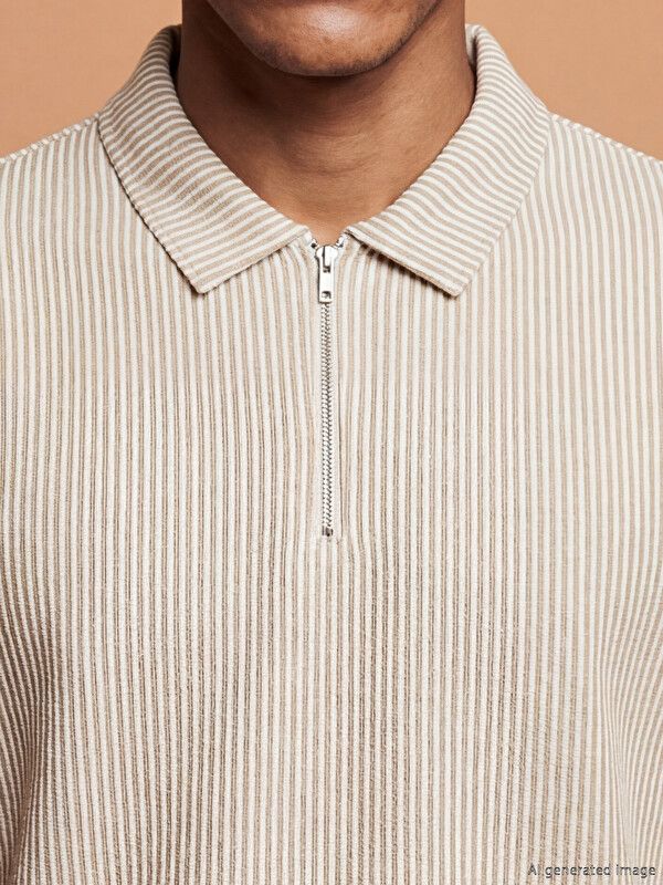 Moudda LC Waikiki - T-shirt en jersey à manches courtes pour Homme couleur Beige rayé - Tunisie 3