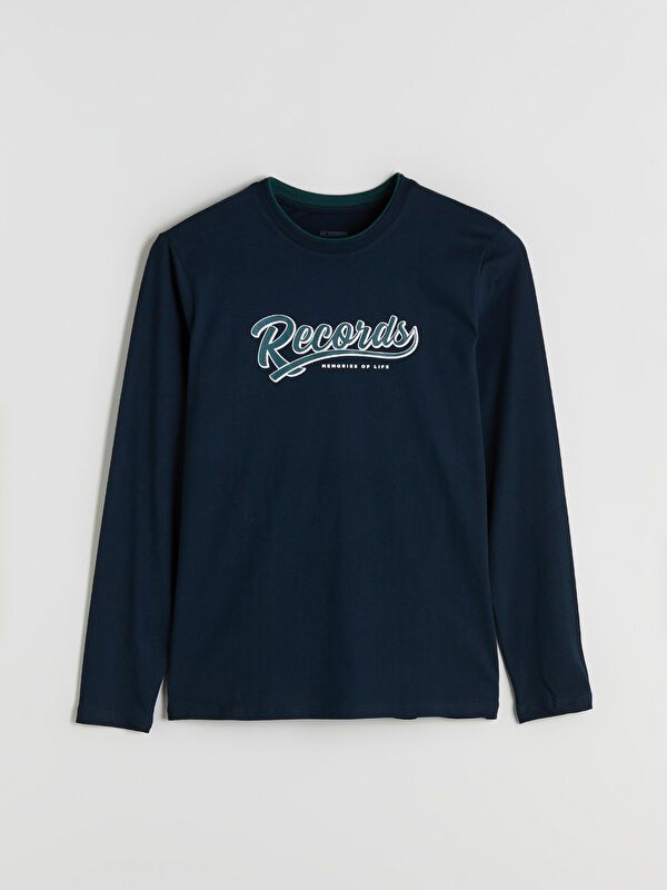 Moudda LC Waikiki - Ensemble pyjama jersey manches longues-pantalon couleur Bleu marine pour hommes - Tunisie 2