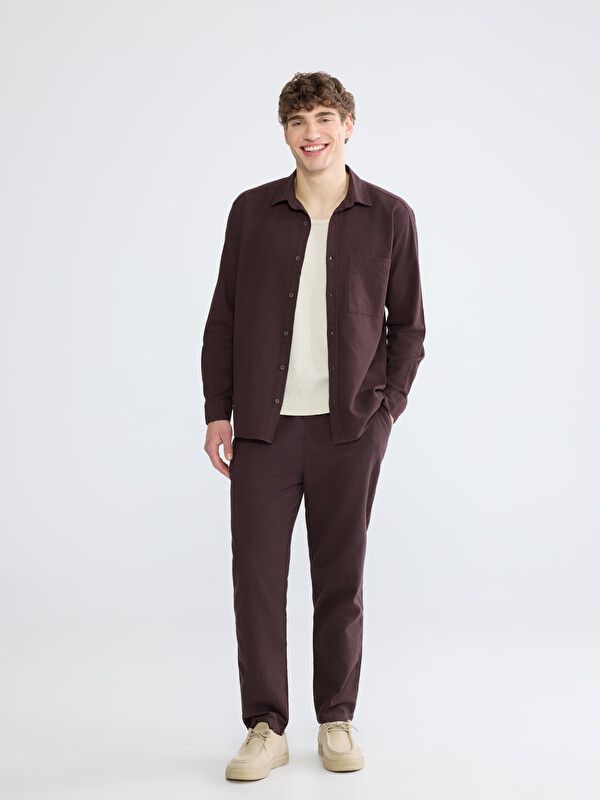 Moudda LC Waikiki - Pantalon mi-saison en tissu pour Homme couleur Marron chocolat - Tunisie 1
