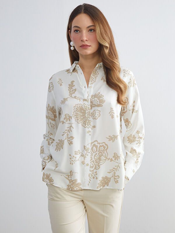 Moudda LC Waikiki - Chemise tissée imprimée manches longues Femme Imprimé vert - Tunisie 1