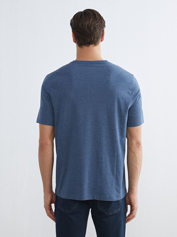 Moudda LC Waikiki - T-shirt col V manches courtes en jersey pour Homme couleur Indigo mélangé - Tunisie 4