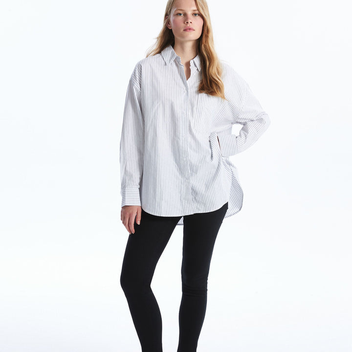 Moudda LC Waikiki - Chemise tissée manches longues Femme Rayures noires - Tunisie 2