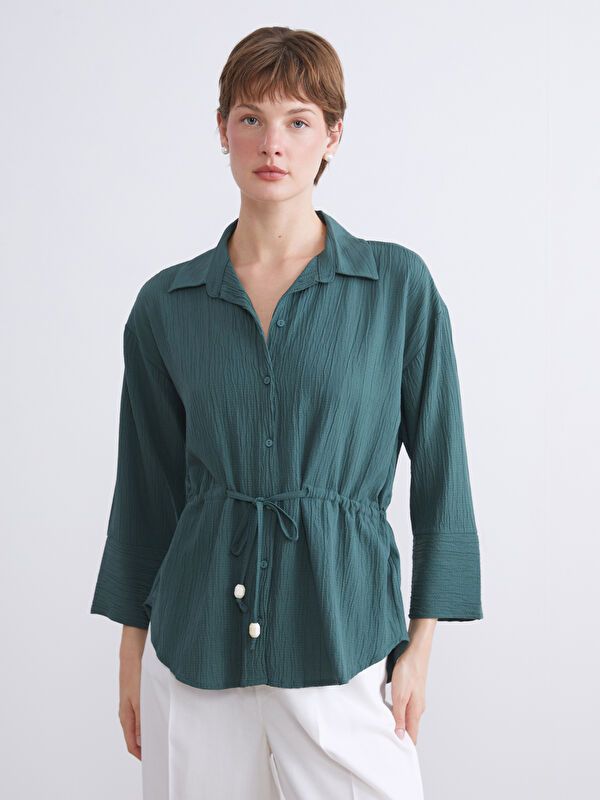 Moudda LC Waikiki - Chemise tissée manches longues Femme Kaki - Tunisie 1