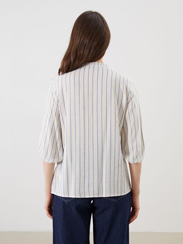 Moudda LC Waikiki - Chemise tissée manches longues Femme Rayures bleues - Tunisie 4