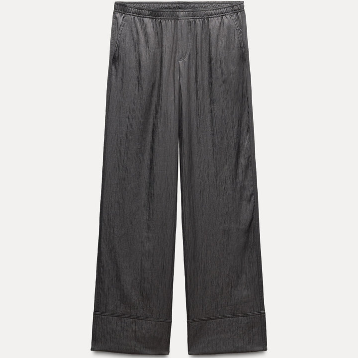 Moudda ZARA - Pantalon pyjama satiné structuré coupe basse coordonné - Tunisie 1