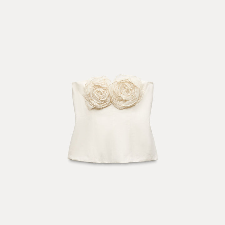 Moudda ZARA - Top lin col bateau fleurs - Tunisie 1