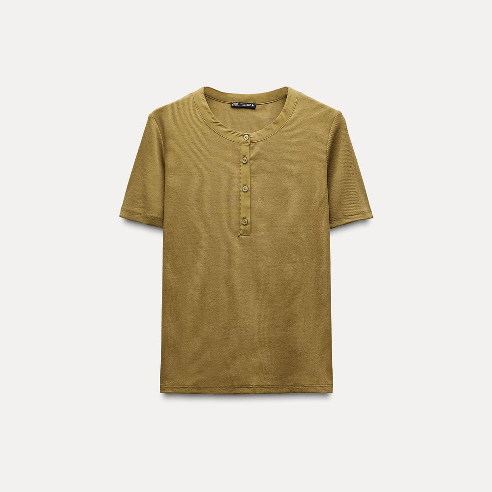 Moudda ZARA - Top Col Tunisien Côtelé Manches Courtes - Tunisie 2