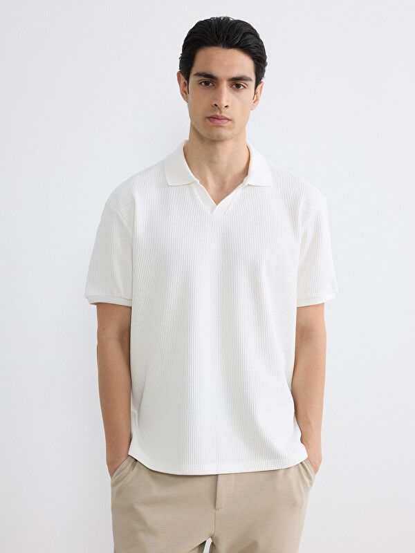 Moudda LC Waikiki - T-shirt manches courtes en jersey pour Homme couleur Écru - Tunisie 1