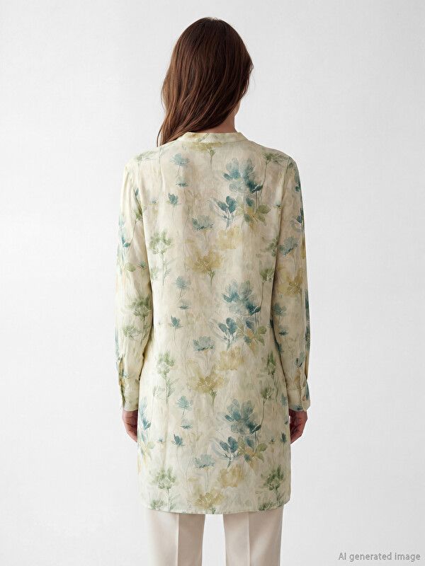 Moudda LC Waikiki - Tunique imprimée manches longues en tissu pour Femme couleur Beige imprimé - Tunisie 4