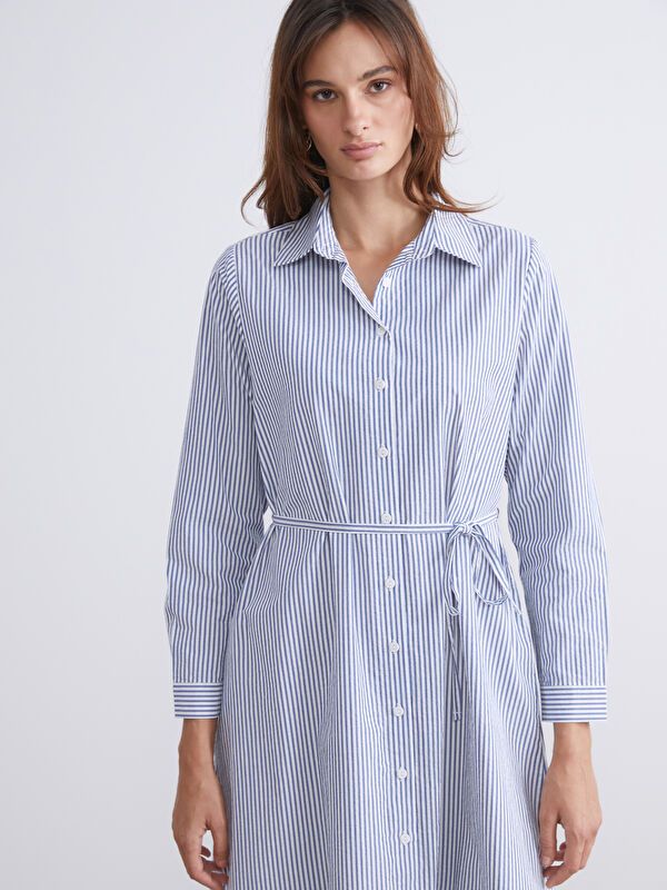 Moudda LC Waikiki - Robe tissée manches longues Femme Rayures bleues - Tunisie 2