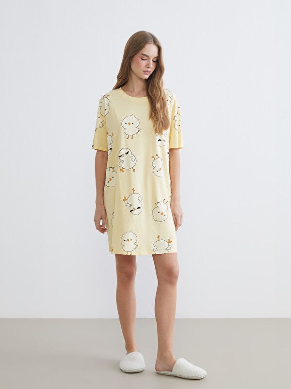Moudda LC Waikiki - Chemise de nuit pour Femme couleur Jaune clair imprimé - Tunisie 1