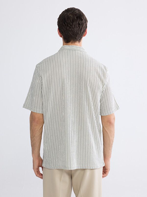 Moudda LC Waikiki - Chemise manches courtes en tissu pour Homme couleur Écru rayé - Tunisie 4
