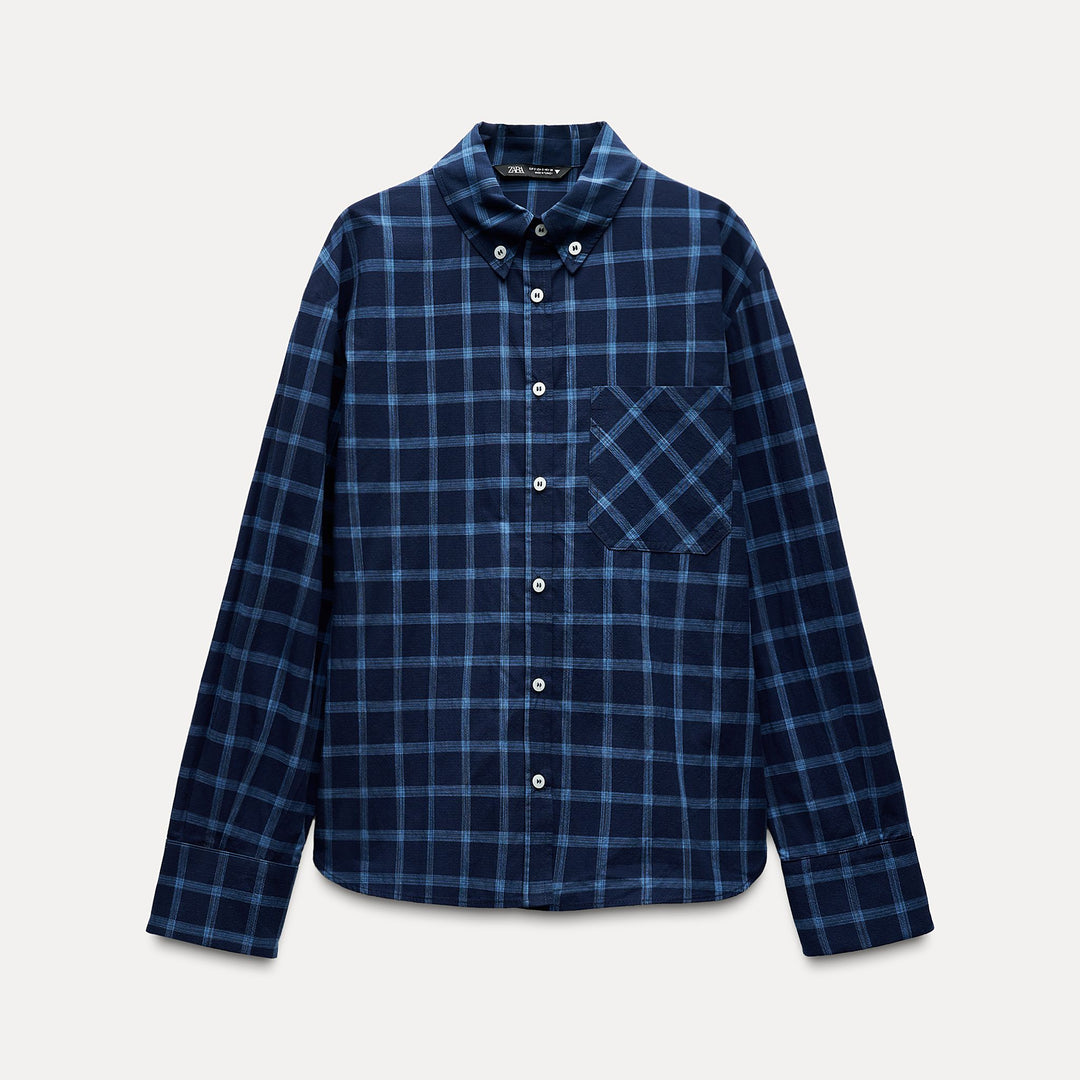 Moudda ZARA - Chemise carreaux manches longues, détail poche - Tunisie 1