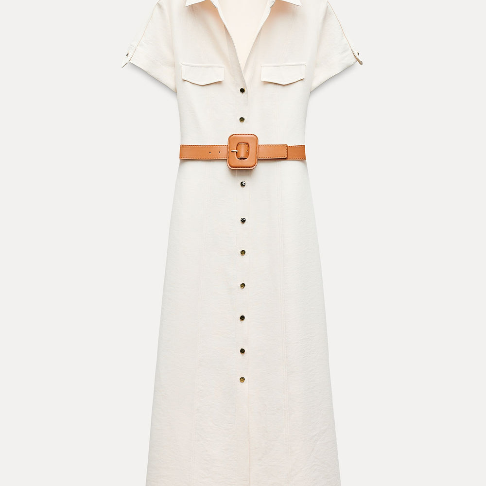 Moudda ZARA - Robe boutonnée à ceinture en Similicuir - Tunisie 2