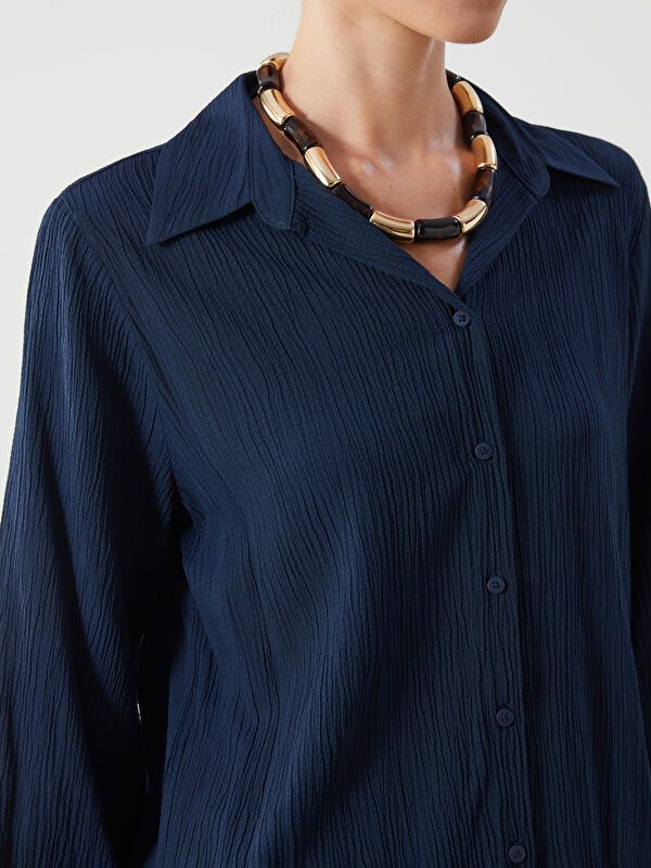 Moudda LC Waikiki - Chemise tissée manches longues Femme Indigo - Tunisie 3